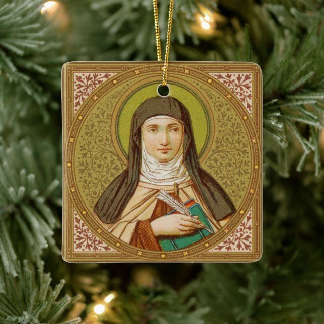 Double-Sided St. Teresa (SNV 27) Square Ceramic Ornament (Tree)