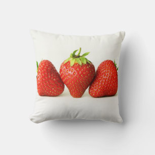 Double Sided Strawberries on White or Black tpcn Cushion