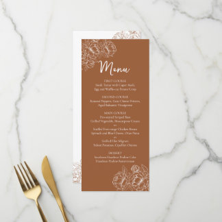 Double-Sided Terracotta Boho Floral Wedding Drink+ Menu
