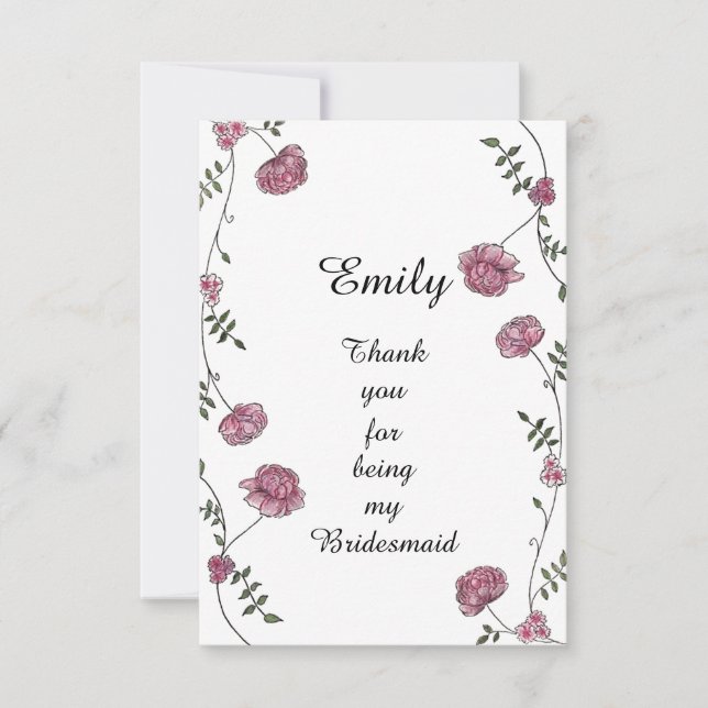 Double sided Thank you card for Bridesmaid (Front)