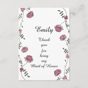 Double sided Thank you card for Maid of Honour