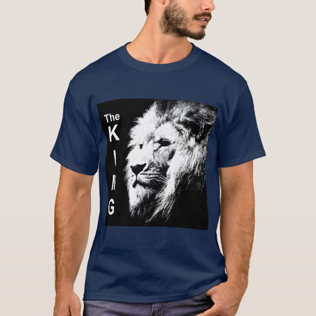 Double Sided The King Modern Pop Art Lion Head T-Shirt (Front)