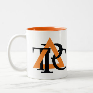 Double-sided Triangle logo mug, orange inside Two-Tone Coffee Mug