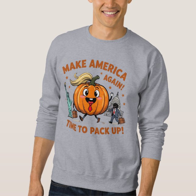 Double-Sided Trumpkin Pumpkin – Make America Again Sweatshirt (Front)