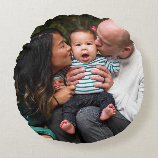 Double Sided Two Photo Round Cushion (Front)