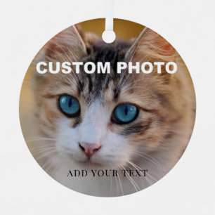 Double Sided Upload Your Pet Dog Photo to Circle Metal Tree Decoration