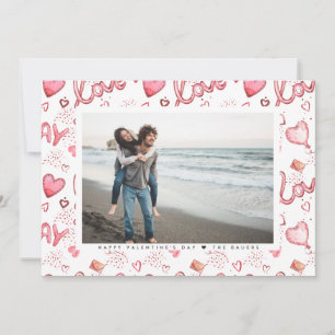 Double Sided Valentine's Photo Card   Red Love
