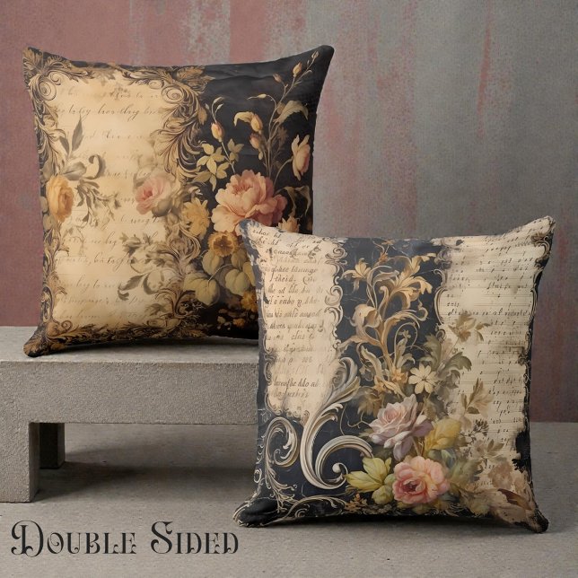 Double Sided Victorian Black & Beige Cushion (Creator Uploaded)