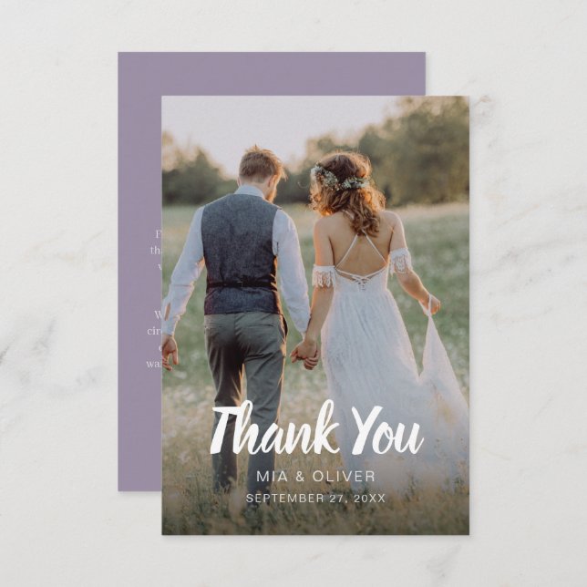 Double Sided Wedding Thank You Card with Photo (Front/Back)