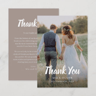 Double Sided Wedding Thank You Card with Photo