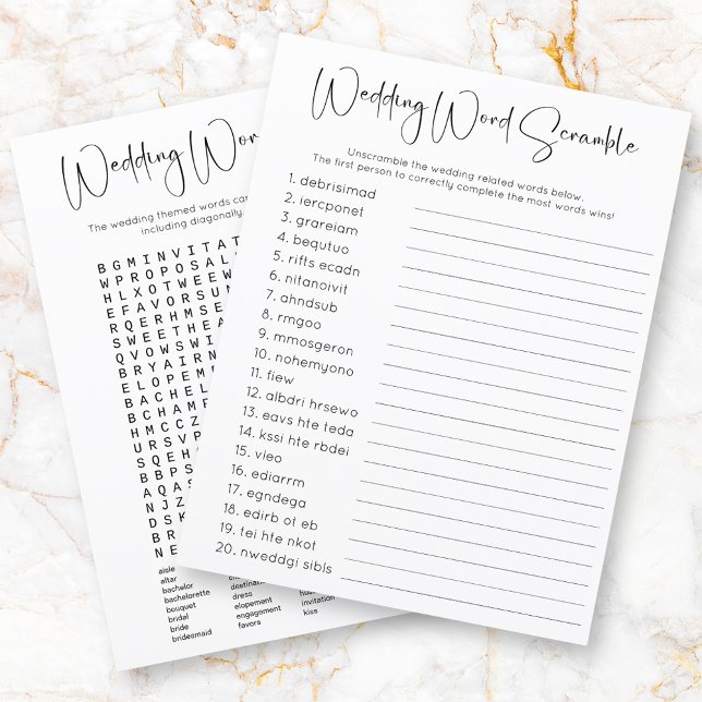 Double Sided Wedding Word Search Scramble Game (Creator Uploaded)