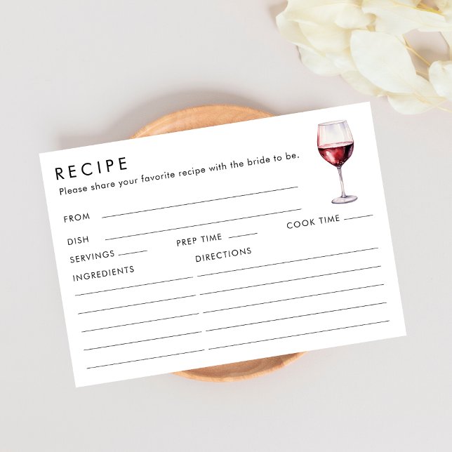 Double Sided Wine Themed Bridal Shower Recipe Card (Creator Uploaded)