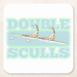 Double skulls rowing square paper coaster
