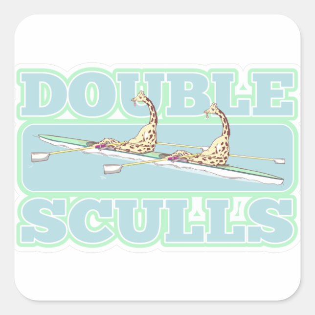 Double skulls rowing square sticker (Front)