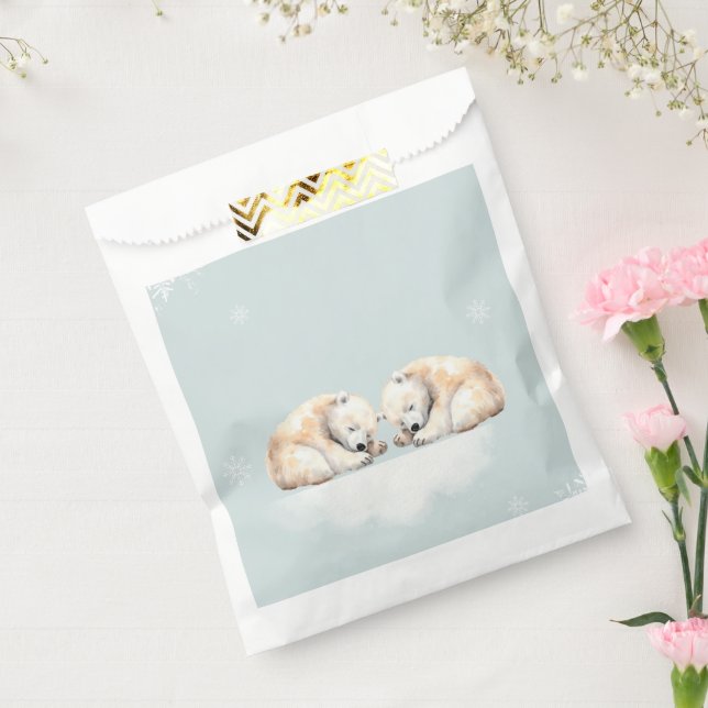 Double Snuggles Twin Polar Bears  Favour Bag (Sealed)