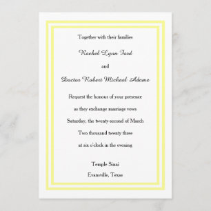 Double Soft Yellow Trim - 5x7 Wedding Invitation