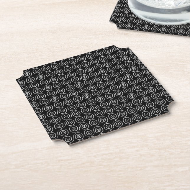 Double Spiral Celtic Pattern Paper Coaster (Angled)