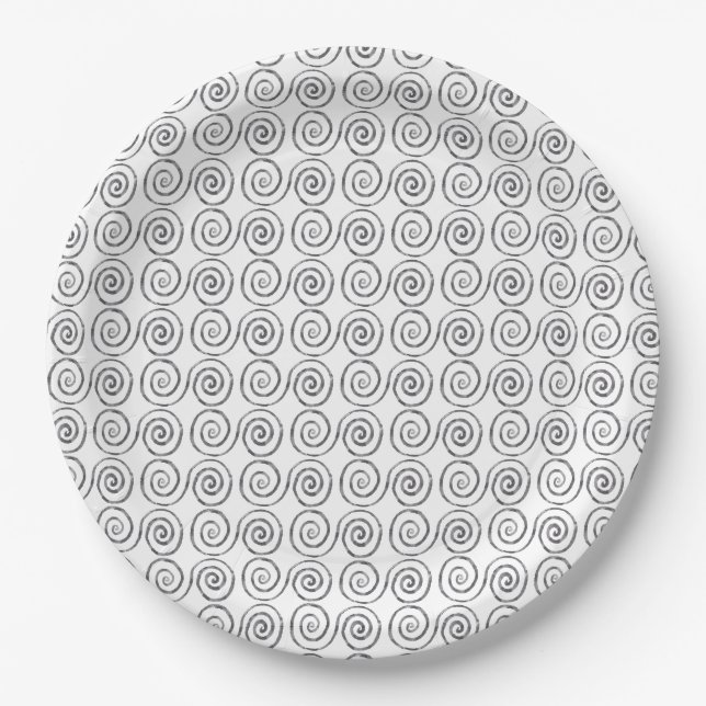 Double Spiral Celtic Pattern Paper Plate (Front)