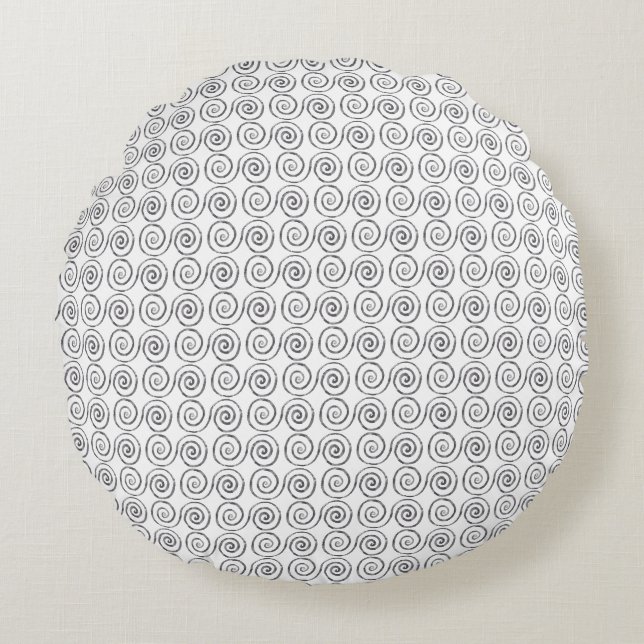 Double Spiral Celtic Pattern Round Cushion (Front)