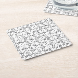 Double Spiral Celtic Pattern Square Paper Coaster