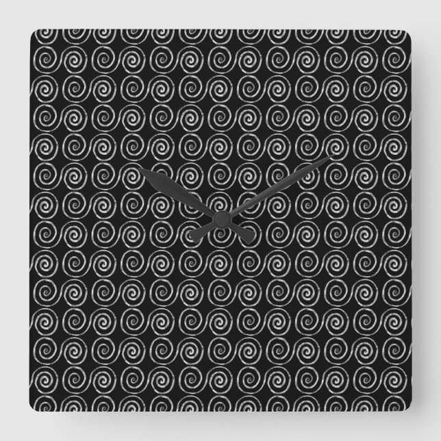 Double Spiral Celtic Pattern Square Wall Clock (Front)