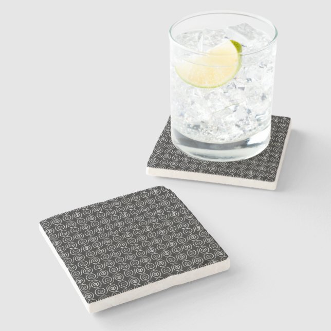 Double Spiral Celtic Pattern Stone Coaster (Side)