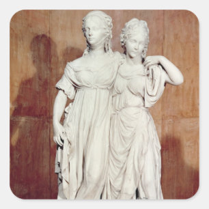 Double statue of the Princesses Louise (1776-1810) Square Sticker