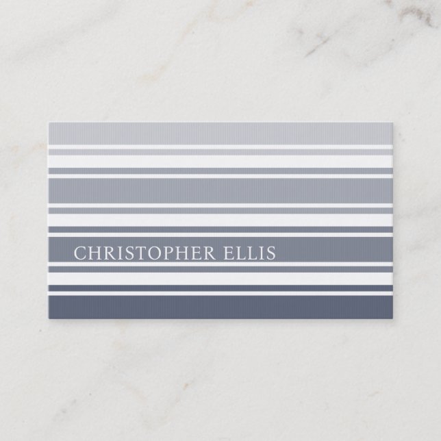 Double Striped | Slate Blue Ombre Business Card (Front)