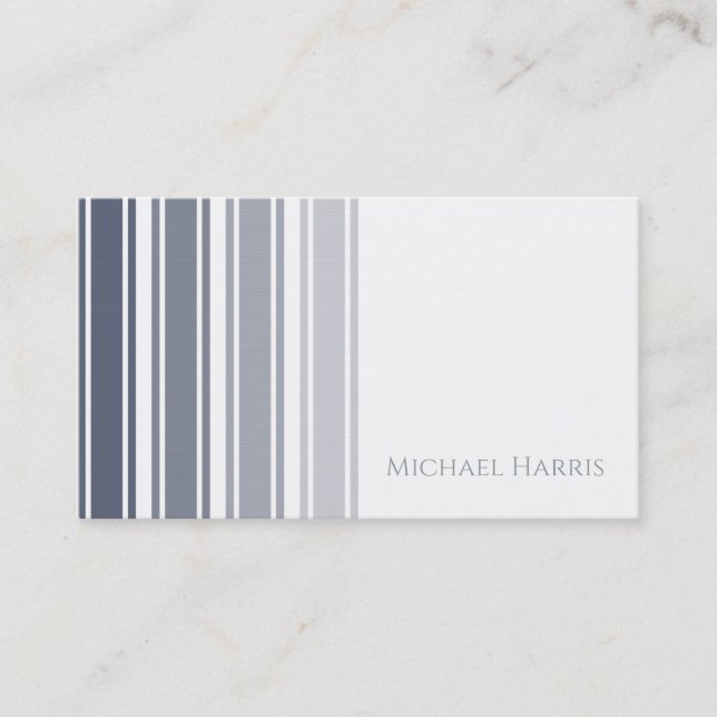 Double Striped | Slate Blue Ombre Business Card (Front)