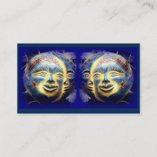 Double sun moon stars design business card