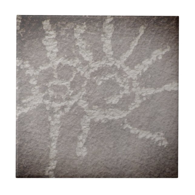 Double Sun - Newspaper Rock Petroglyphs Ceramic Tile (Front)