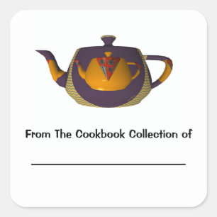  Double Teapot Personalise Cookbook Bookplate  Square Sticker