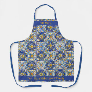 Double‑Text Azulejo Kitchen Apron 