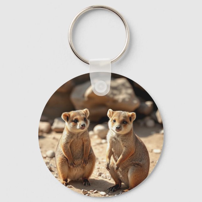 "Double the Cuteness: Aussie Quokka Twins" Key Ring (Front)