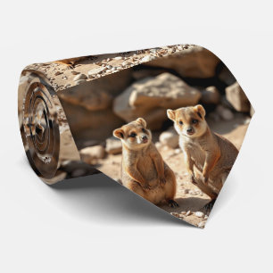 "Double the Cuteness: Aussie Quokka Twins" Tie