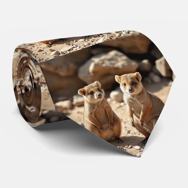 "Double the Cuteness: Aussie Quokka Twins" Tie (Rolled)