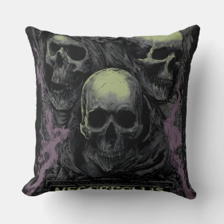 Double the darkness with this striking dual skull cushion