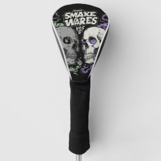 Double the darkness with this striking dual skull golf head cover