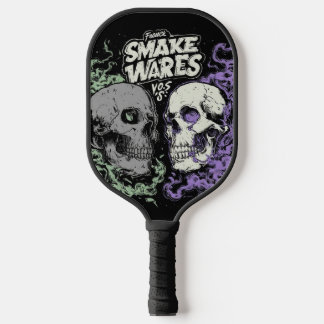 Double the darkness with this striking dual skull pickleball paddle