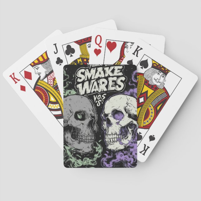 Double the darkness with this striking dual skull  playing cards (Back)