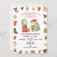 Double the Fun, Elves Christmas Twins 1st Birthday