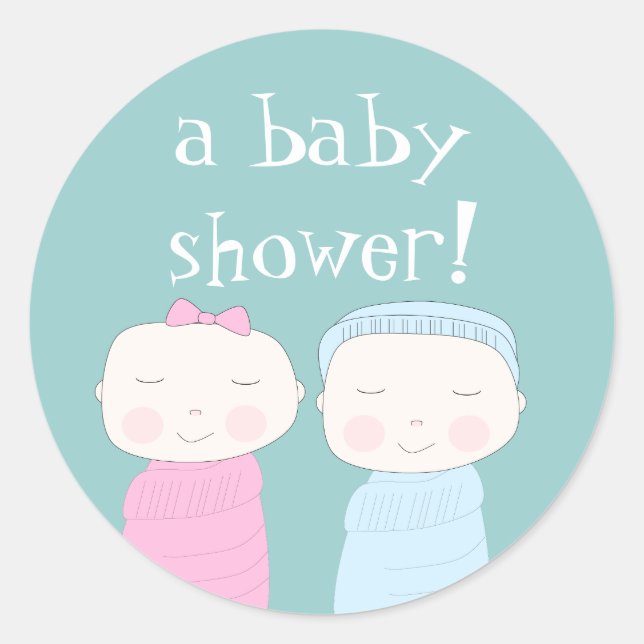 Double the Joy! Twin Baby Shower Classic Round Sticker (Front)