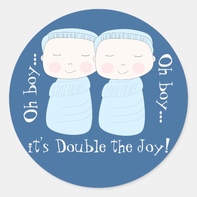 Double the Joy! Twin Boys Classic Round Sticker (Front)