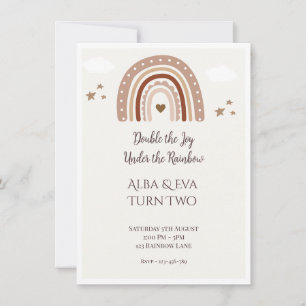 Double the Joy Under the Rainbow – Editable Twin Card