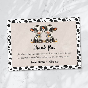 Double the Love Holy Cow Twins Baby Shower Thank You Card