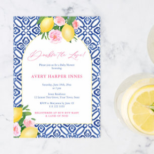 Double The Love Positano Lemons Twins Baby Shower Invitation
