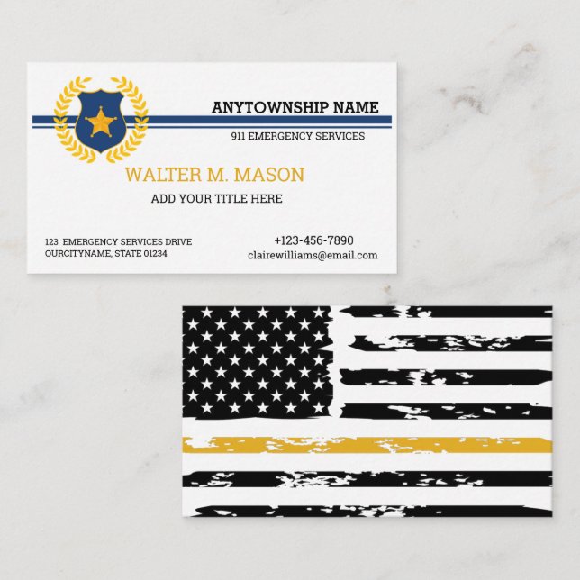 Double Thin Blue Line Police  Flag  Business Card (Front/Back)