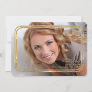 Double Thin Gold Frame Photo Graduation Inv Announcement