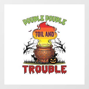 Double Toil Trouble Cauldron Halloween Black Cat P