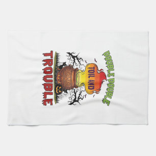 Double Toil Trouble Cauldron Halloween Black Cat P Tea Towel